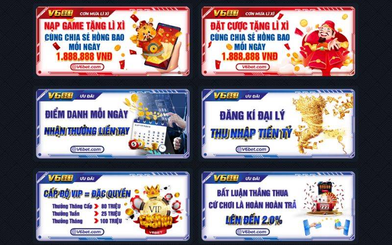 Đặc biệt: Khuyến mãi hấp dẫn từ V6BET